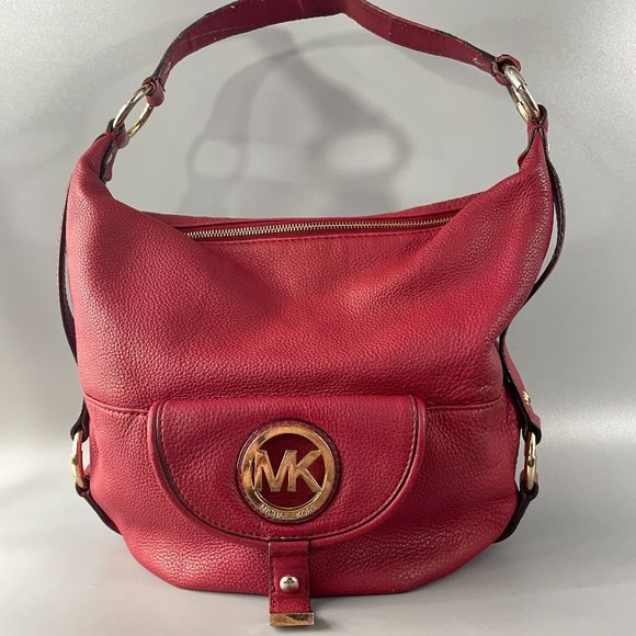Michael Kors Red Pebbled Leather Hobo/Handbag - Picture 1 of 15